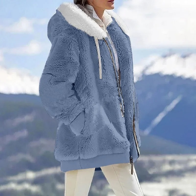 Wool Coat Peacoat - 2025 Kışlık Sıcak Kadın Montları Peluş