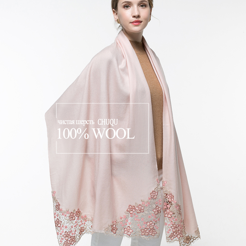 Cashmere Pashmina Wrap - 100% Gerçek Yün Pembe Eşarp Kadınlar