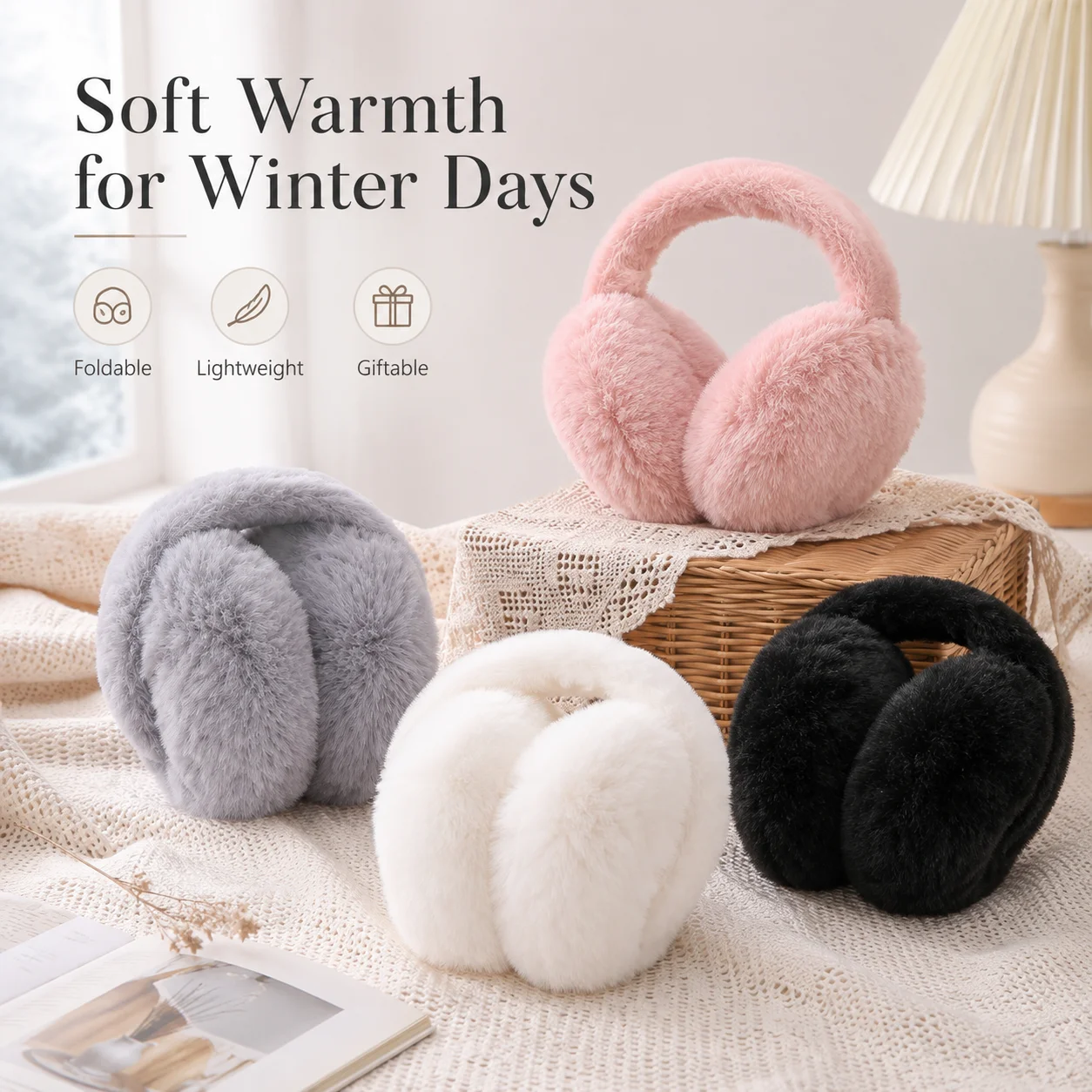 Earmuffs Foldable - Süper Sıcak Peluş Kulaklıklar, Öğrenciler ve