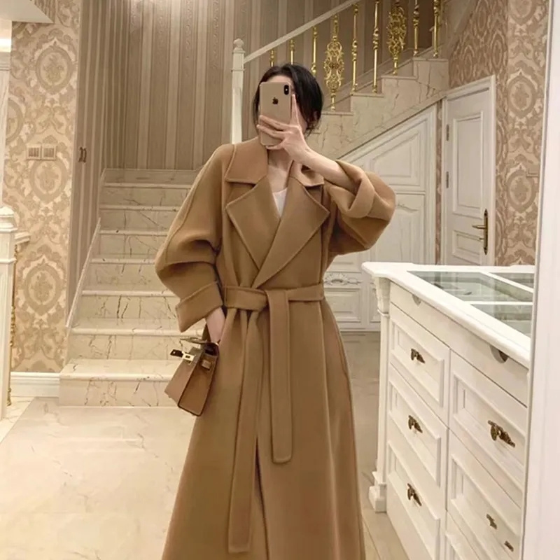 Wool Coat Peacoat - Çift Taraflı Kaşmir Büyük Yaka Kadın