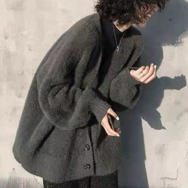 Wool Coat Peacoat - İmitasyon Vizon Polar Kazak Üst Yeni