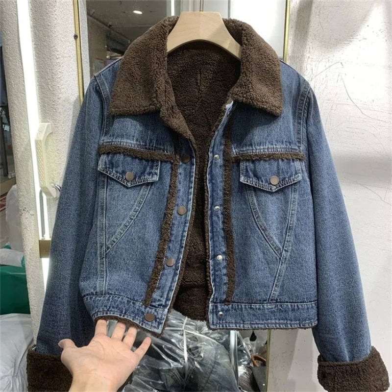 Down Jacket Packable - Kalınlaşmış Denim kış ceket pamuk kapitone